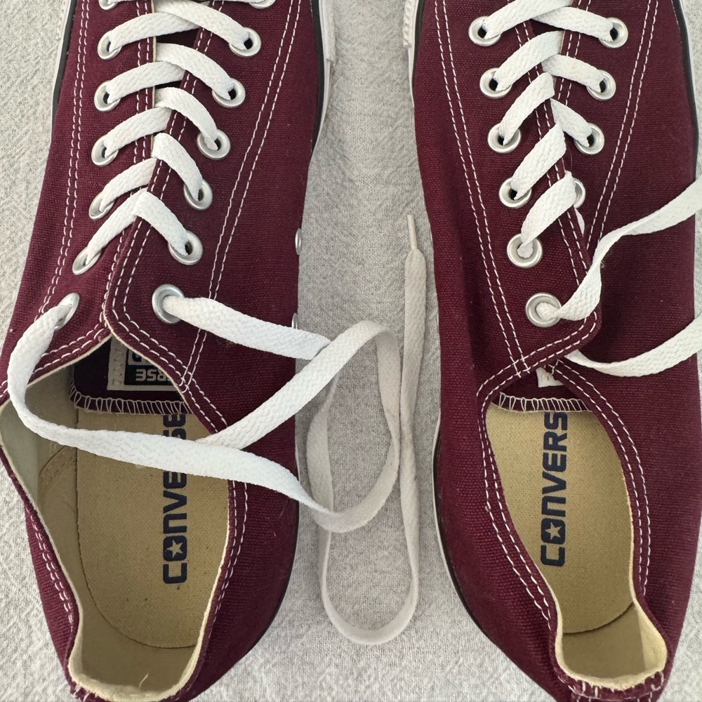Converse Maroon Canvas Shoes with White Accents